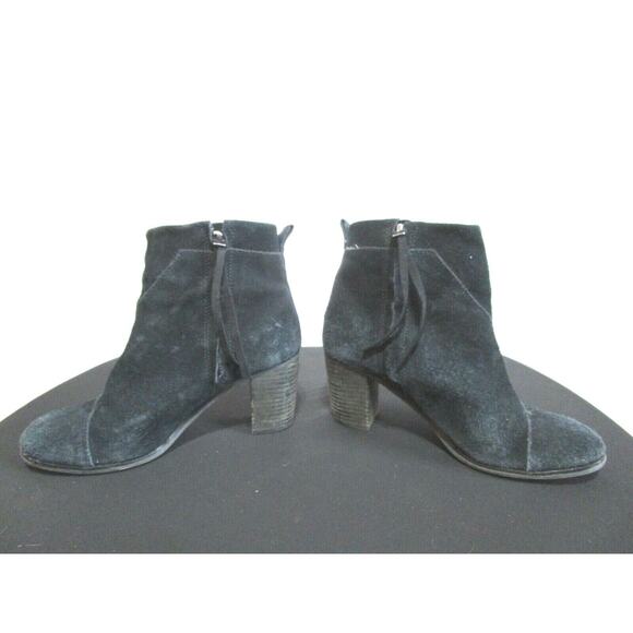 Tom's Black Suede Side Zip Block Heel Ankle Booties Women Size 7.5 - Picture 5 of 10